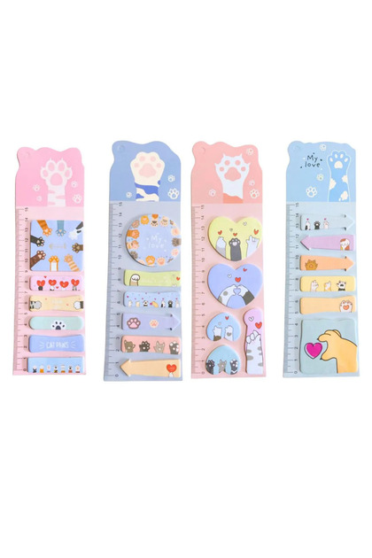 Kedi Pati Tasarımlı Yapışkanlı Not Kağıdı – Sevimli Sticky Note Ayraç (TEKLİ)