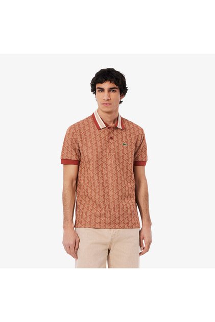 Erkek Classic Fit Monogram Kırmızı Polo