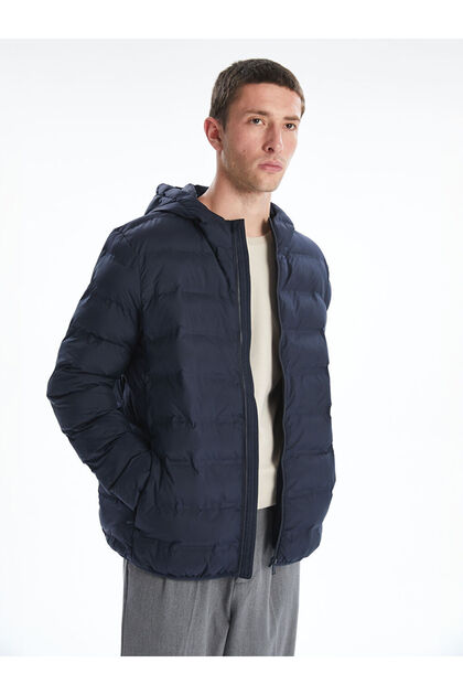 Petrol Standard Mold Hooded Men's Puffer Jacket
