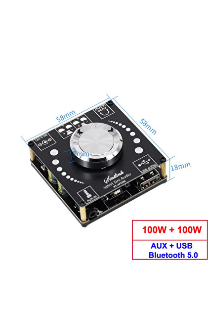 XY-AP100L 2*100W Bluetooth Power Amplifier Board 5.0 Digital AUX 2.0 CH Stereo Home Music Speaker...