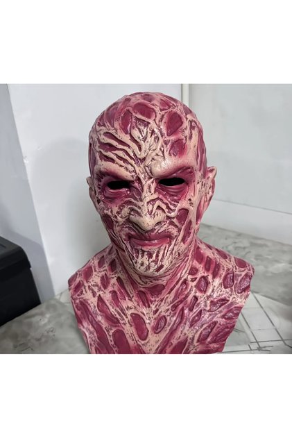 Freddy Krueger Mask Halloween Horror Movie Costume - Red Latex Full Face Realistic