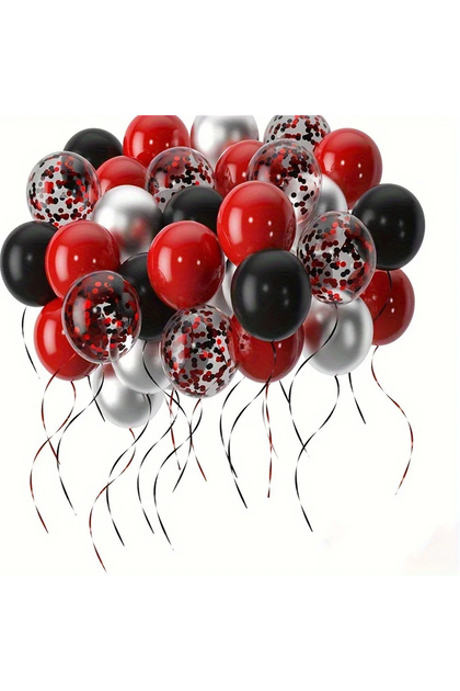 12INCH Red 32pcs Balloon Set with Red and Black Balloons Colorful Confetti Balloons Wedding Valentin