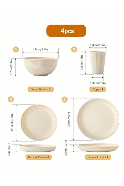 4pcs 4/16/24pcs Plastic Dinnerware Set, Reusable Cup, Plate And Bowl Set, Suitable For Camper, Camp