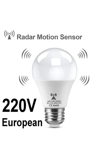 220V White LED Night Light Radar Sensor Bulb E27 12W 220V 110V Night Lamp Luz Led for Bedroom Stairs