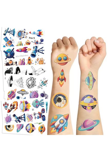 10PCS 10PCS Outer Space Astronaut Theme Temporary Tattoo Sticker Kids Birthday Party Gift Childr...