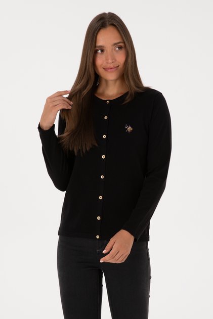 Women's Black Basic Knitted Cardigan 50307737-VR046