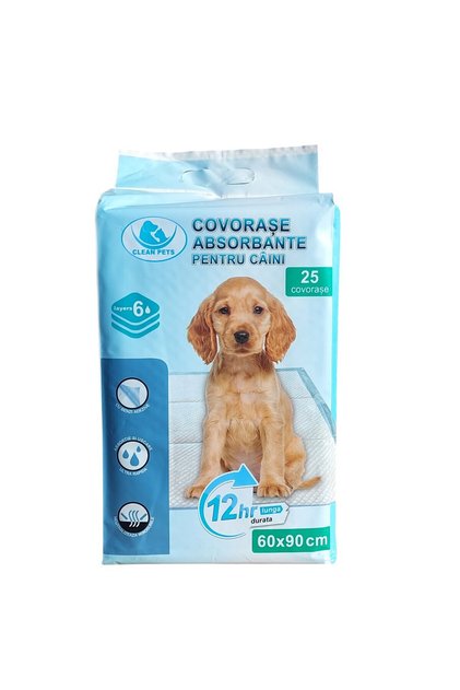 Covorașe absorbante tratate, pentru dresaj, Clean Pets, 60x90 cm, 25 buc./pachet