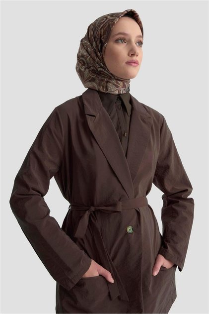 سترة بليزر بتأثير التجاعيد 25KD9004 بني