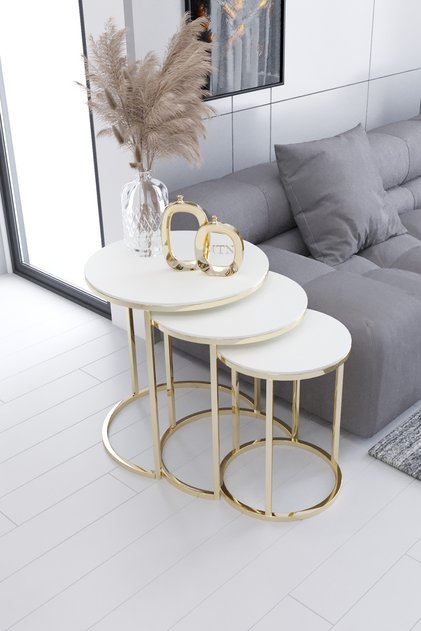ARMONİ 3'LÜ C ZİGON GOLD KAPLAMA BEYAZ MDF
