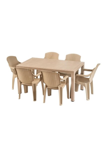 Set masa , fabricat din polipropilena, cu model impletitura de ratan