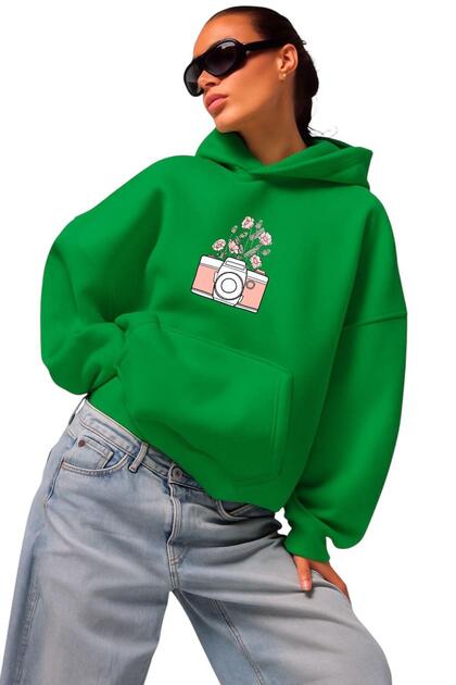 3 Yarn Combed Cotton Photographic Machine Printed Unisex Hooded Sweatshirt