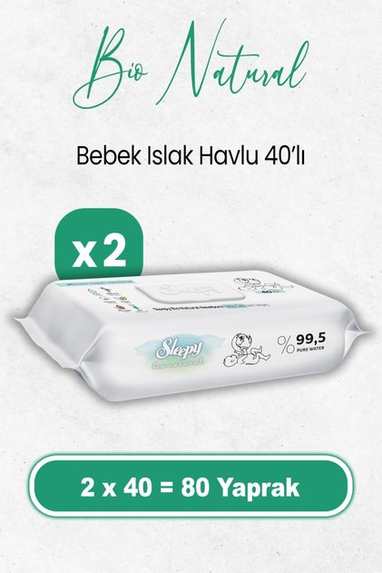 Bio Natural Yenidoğan Islak Havlu 40 x 2 Adet (80 Yaprak)