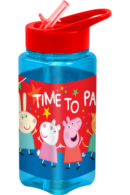 Square Water Bottle for Kids – 500ml, Leak-Proof Flip Straw Lid – Blue & Red