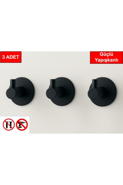3 adet Yuvarlak Plastik Güçlü Yapışkanlı Kancalı Çok Amaçlı Askılık Kapı Arkası Bornoz Askılığı