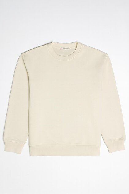 2021 Kadın Basic 3 İplik Sweatshirt Bej