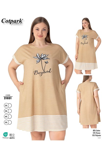 Women's Plus Size Cotton Viscose Fabric Nightgown 21051