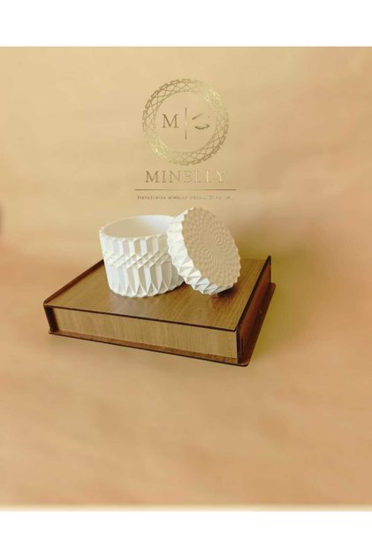 Prizma Box White Modern Decorative Box with Lid – Handmade Geometric Concrete Storage Container – Minimalist Decorative Object – Jewelry and Small Item Box – Home Decor