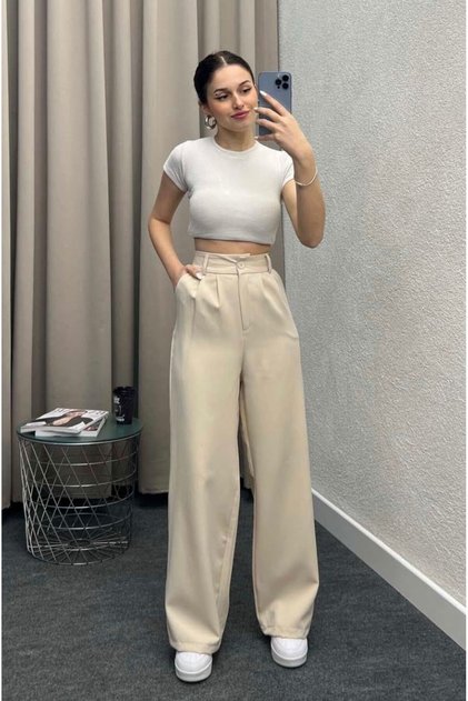 New Season//Women//Palazzo//High Waist//Lycra//Fabric Pants