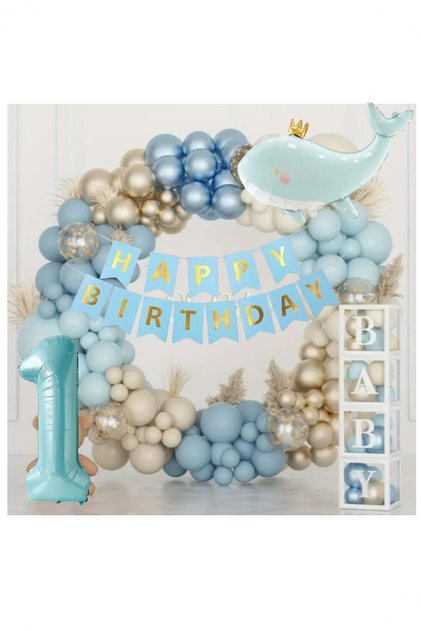 Sevimli Yeşil Balina Konsept Balina Balon Parti Kutlama Seti Eğlence