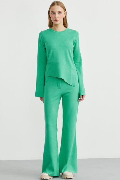 Double Pants Sweater Knitwear Set - Green