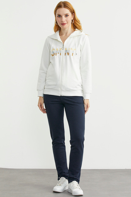 Oversize Tracksuit with Zipper - Ecru