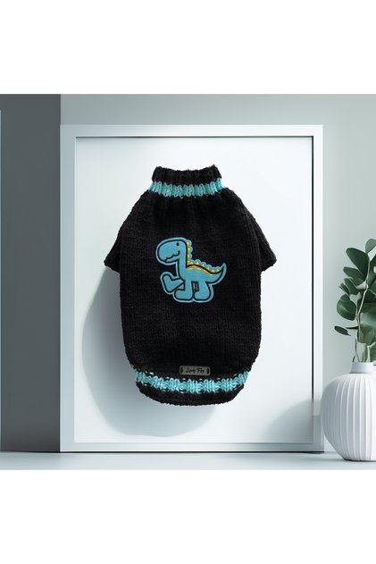 Black Sweater with Dinosaur for Cat and Dog