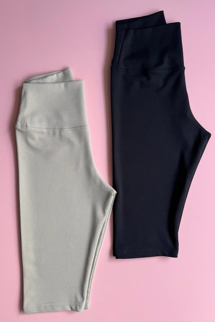 Form Rise | 2-Pack of Over-The-Knee Black and Cream-Colored High-Waisted Slimming Women's Leggings