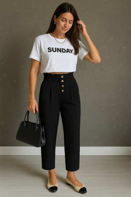 Women's High Waisted Front Buttoned Imported Linen Trousers