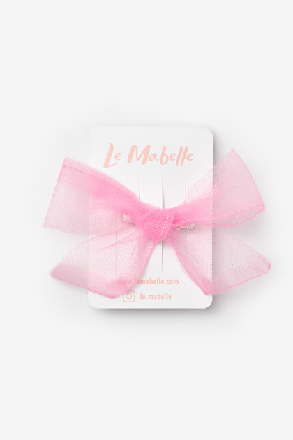 Fuchsia Tie Tulle Bow Girl's Clip Buckle