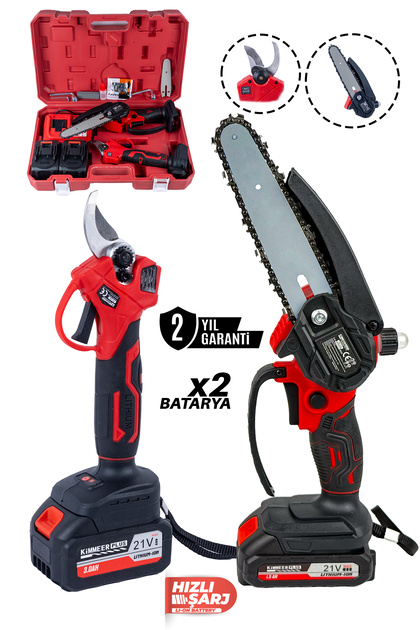KİMMEER PLUS 18v Çift Akülü Çelik Şanzıman Dal Budama Makası