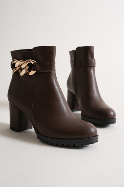 Women's Chain Detailed Heeled Boots – for Stylish Everyday and Winter Outfits