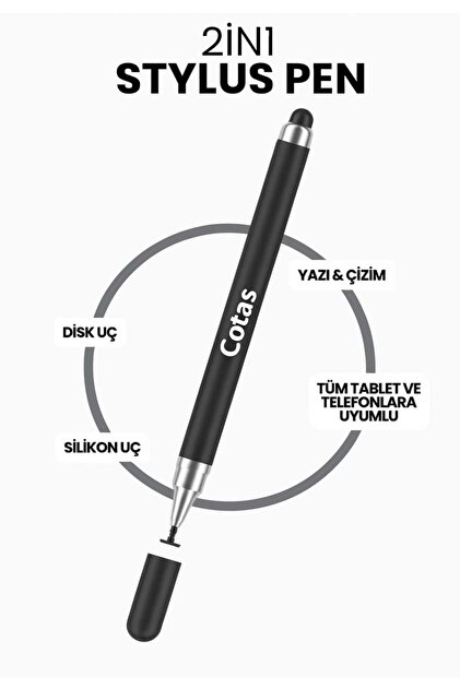 2in1 Stylus Disk Pen Tablet Kalemi Telefon İpad Xiaomi Samsung Huawei Tüm Dokunmatik EkranlarUyumlu
