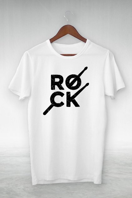 Tricou unisex alb cu ilustrație cu desen pentru geanta de tobe rock Gsc-293