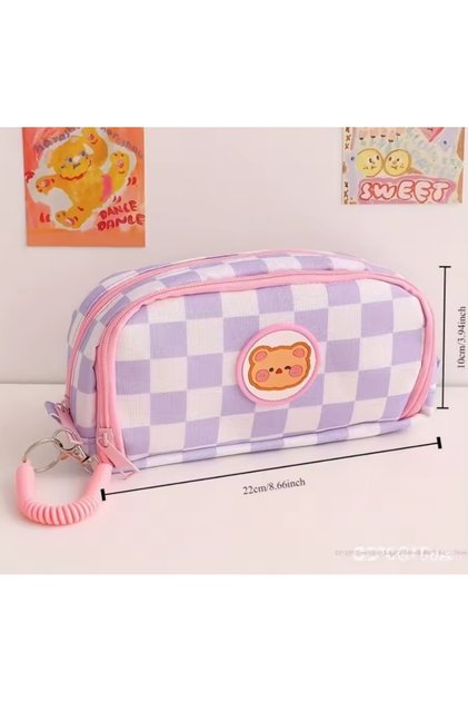Large Capacity Canvas Chess Checkers Themed Luxury Pencil Case Wallet Preschool Cute Gift