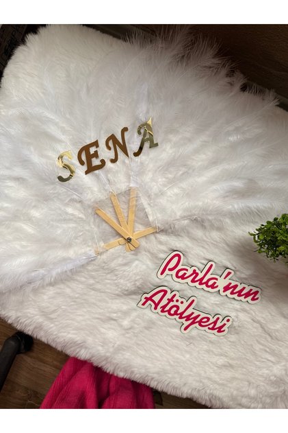 White Bridal Fan with Name Can Be Written in Gold Color