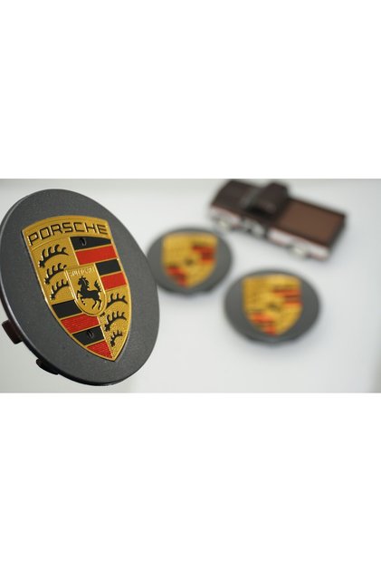 Porsche Koyu Gri Antresit Jant Göbeği Kapak Seti 76mm