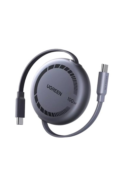 كابل Nexode قابل للسحب من USB-C إلى USB-C بطول 1 متر وقوة 100 واط - رمادي