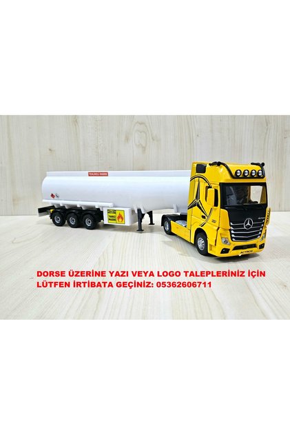 Yarım metre uzunlukta 1/36 MERCEDES ACTROS TANKER TIR MAKETİ (isim yazılır) SARI