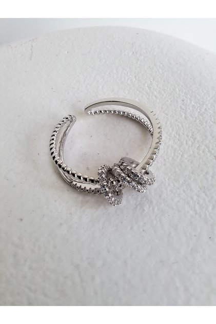 Silver Color Zircon Stone Adjustable Ring