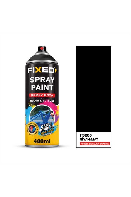 F3205 SPREY BOYA AKRİLİK SİYAH/MAT YÜKSEK ISIYA DAYANIKLI 400 ML