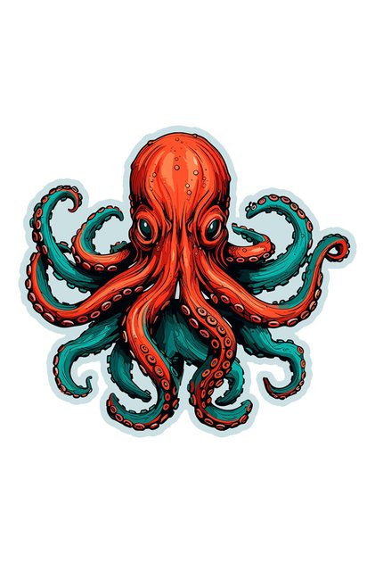 Red Octopus Sticker Car, Motorcycle, Helmet, Laptop, Glass Sticker 13X12 cm