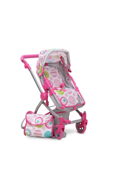 Carucior pentru papusi Pink Rose, pliabil, cu landou transformabil, +3 ani