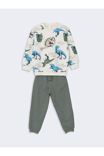 Lcw Baby Crew Neck Printed Baby Boy Sweatshirt and Sweatpants 2-Pack (W5)
