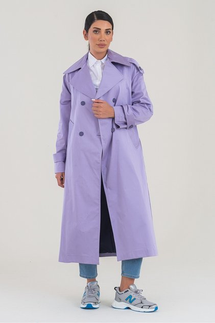 Stylish Stone-Colored Buttoned Trench Coat – Comfortable and Modern Fit