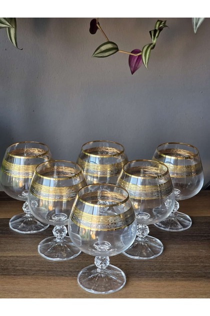 Handmade 6-Piece 24K Handmade - Real Gold Embellished 250 Cc Coffee Side Crystal Cup Border Mix