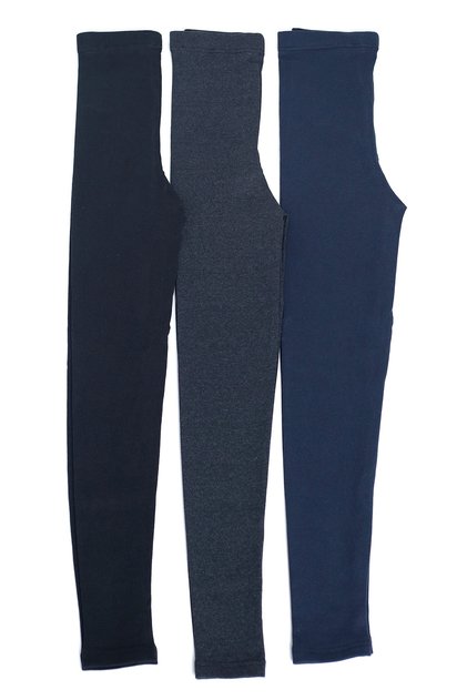 | 3'Pieces 3 Colors Unisex Winter Cotton Thermal Leggings Pajamas (Black Anthracite Navy Blue)