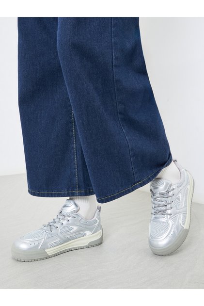 Metallic Panelled Lace Up Sneakers