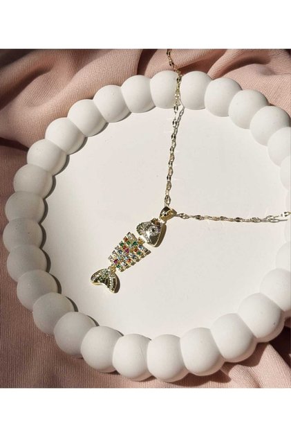 Premium 316L Stainless Steel Moving Zircon Stone Fish Pendant