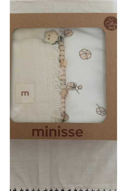 My Baby Kumsal 80X90 cm 1 Piece Combed Cotton 1 Piece Muslin Blanket 1 Piece Pacifier Strap 3-Piece Set Boxed 4924