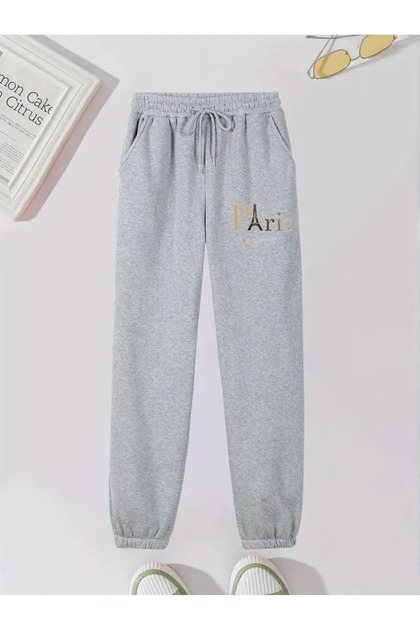 Unisex Paris Printed Red Gray Black Sweatpants Jogger